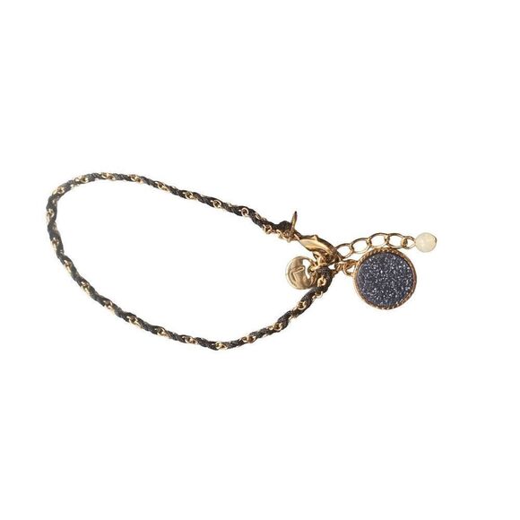 Vintage Druzy Gold Tone Thread Chain Bracelet 7” with 1” Extender Signed - Picture 9 of 12